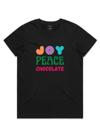 Joy Peace Chocolate Womens Tee - Black