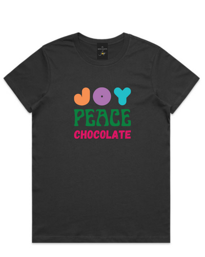 Joy Peace Chocolate Womens Tee - Coal