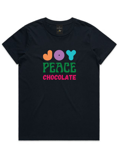 Joy Peace Chocolate Womens Tee - Navy