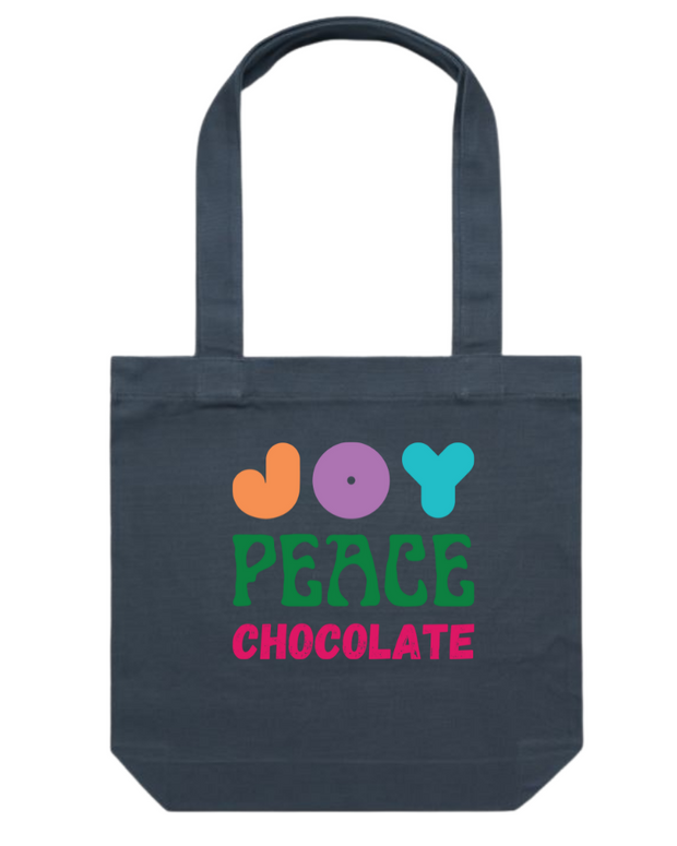 The Merchants of Joy Joy Peace Chocolate tote bag canvas bag 