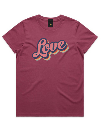 The Merchants of Joy Love Retro tee t-shirt womens