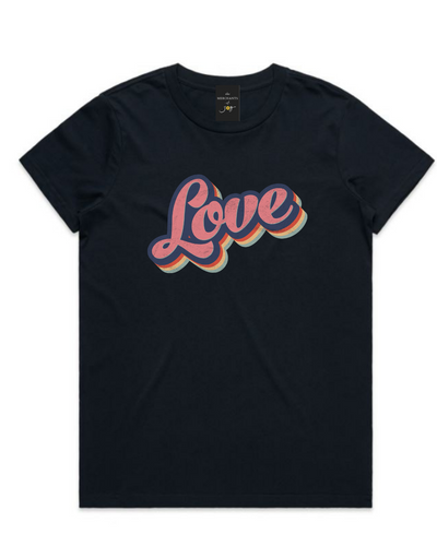 Love Retro Womens Tee - Navy