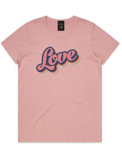 Love Retro Womens Tee - Rose Pink