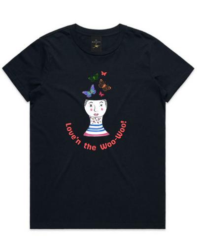 The Merchants of Joy Love'n the Woo-Woo LOA Law of Attraction Butterflies tee t-shirt womens