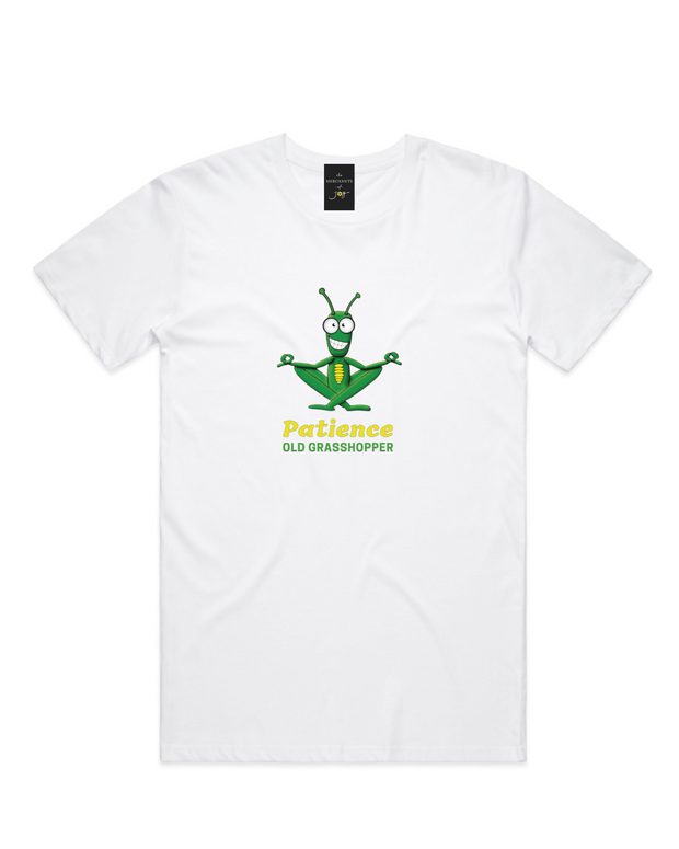 The Merchants of Joy Patience Old Grasshopper  tee shirt t-shirt patience young grasshopper