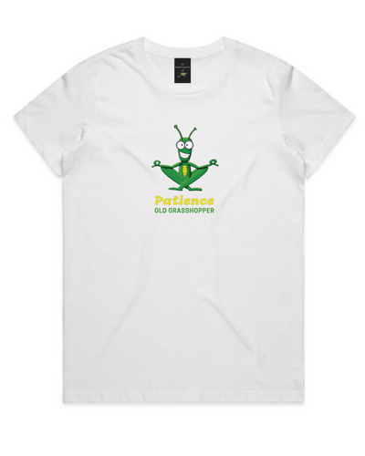 The Merchants of Joy Patience Old Grasshopper tee t-shirt patience young grasshopper