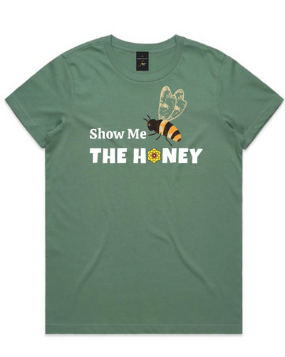 The Merchants of Joy Show Me the Honey tee t-shirt womens Show Me the Money